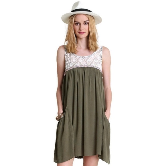 Umgee Dresses & Skirts - Sleeveless Dress with Pockets – Olive